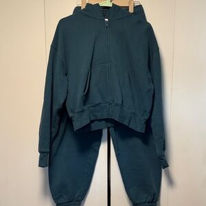 Aritzia Sweatfleece Teal Jogger Set